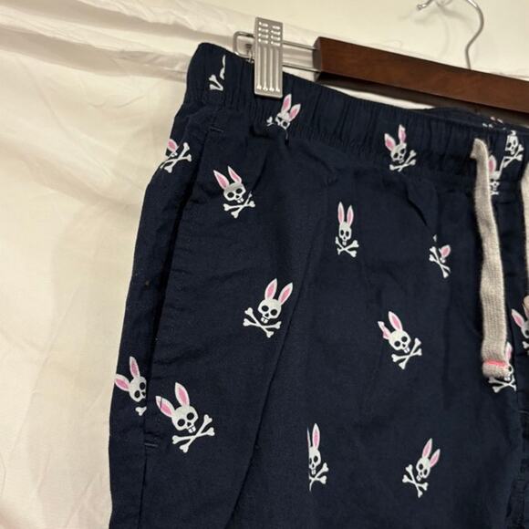 Psycho Bunny Mens Pajama Pants Size Small Navy Blue Bunny Skulls Cotton - Picture 5 of 9